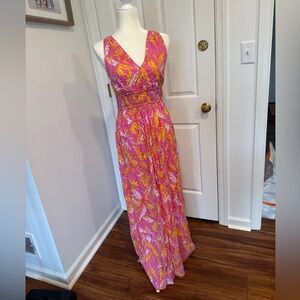 Jessica Simpson Vibrant Pink and Yellow Maxi Dress